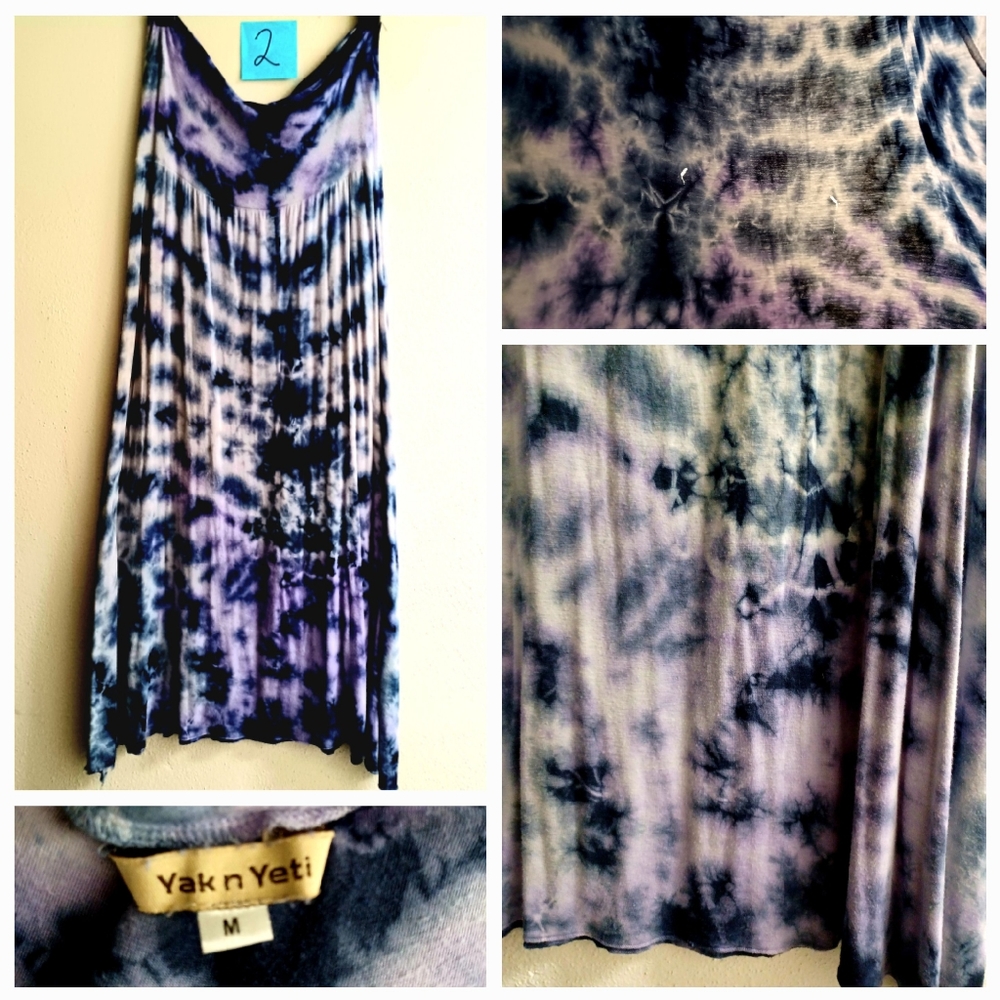 Tie dyed maxi skirt or dress, purple & navy, M